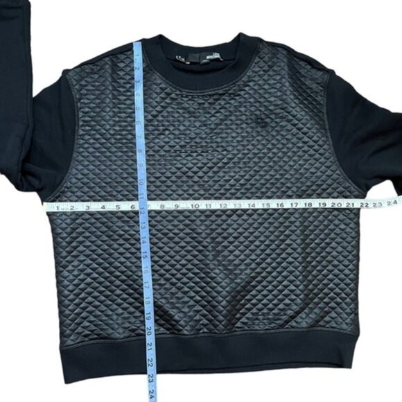 Love Moschino Quilted Pullover Sweatshirt in Black Women Size 8 - Picture 3 of 7
